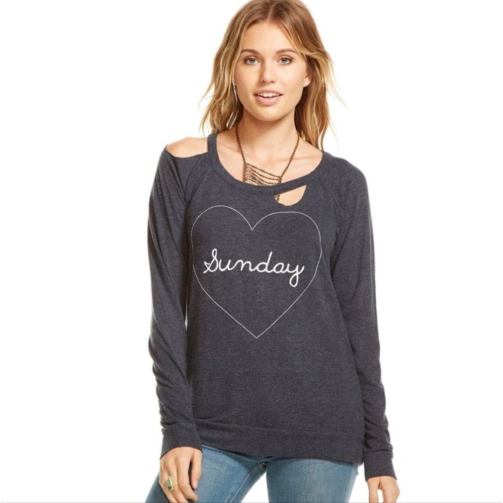 Chaser Navy 'Sunday' Heart Sweatshirt
